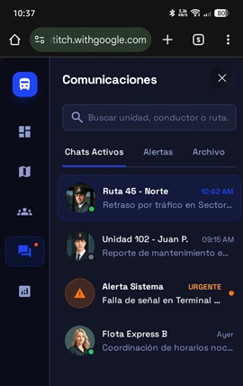 Interfaz referencial app Tempo SafeMove
